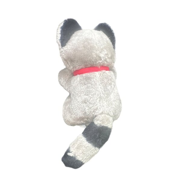 Vintage Acme Premium Supply Corp Raccoon Plush Toy Gray & Black Red Ribbon Made - Picture 3 of 7